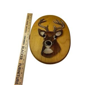 Vintage 70s Deer Buck String Nail Art Wood Picture Gallery Wall Stag Kitschy